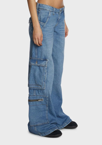 Low Rise Puddle Cargo Jeans