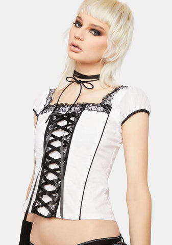 Cap Sleeve Skull Embroidery Corset