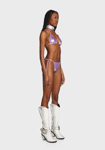 Lavender Siren Calling Metallic Bikini Set