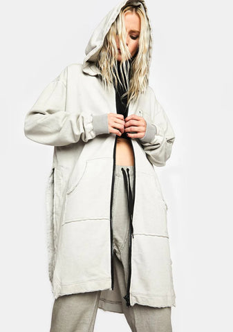 Filter Unisex Mitered Longline Zip-Up Hoodie