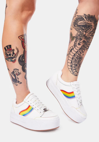 Snowball Fight Rainbow Stripe Platform Sneakers