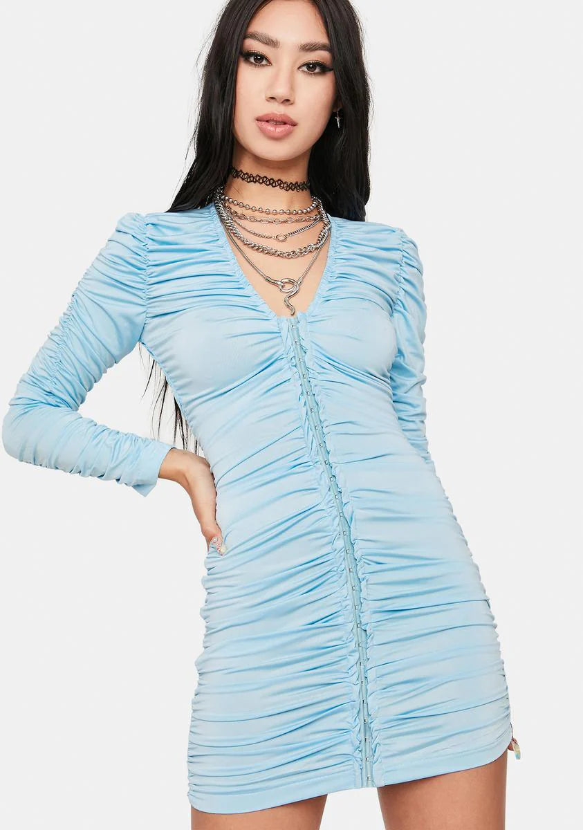 Sky Wind Ruched Mini Dress