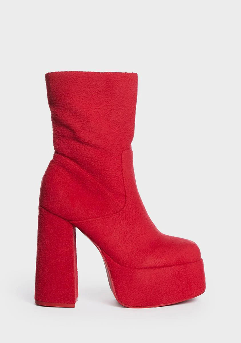 x Teletubbies Red Platform Boots