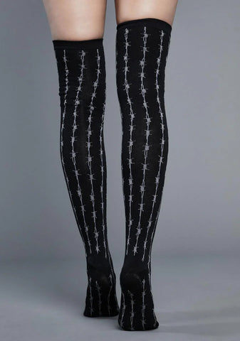 Through The Wire Thigh High Socks