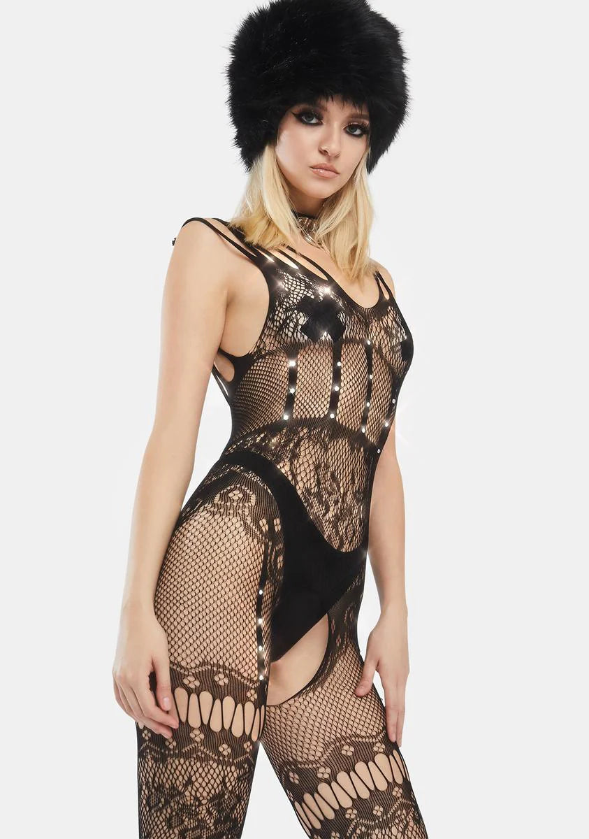 Rockin' Body Floral Fishnet Bodystocking