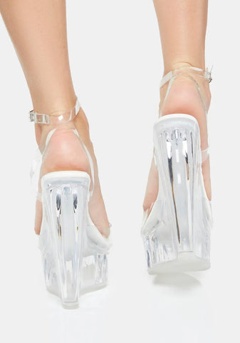 White Patent Nikki Platform Wedges