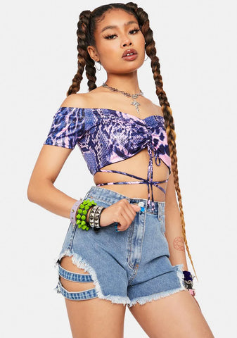 Deep Eyes On The Prize Denim Shorts