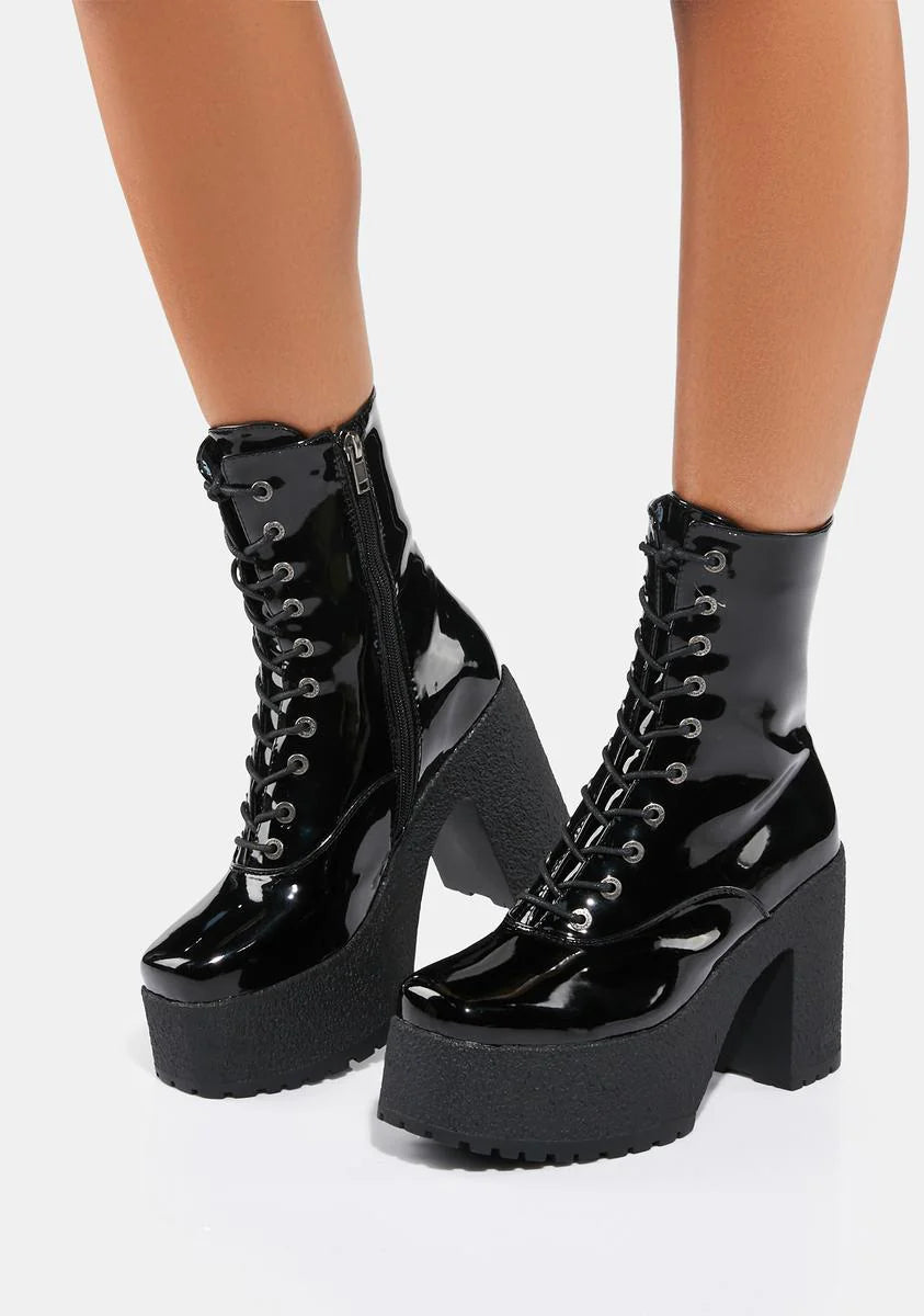 Patent Aura Platform Boots
