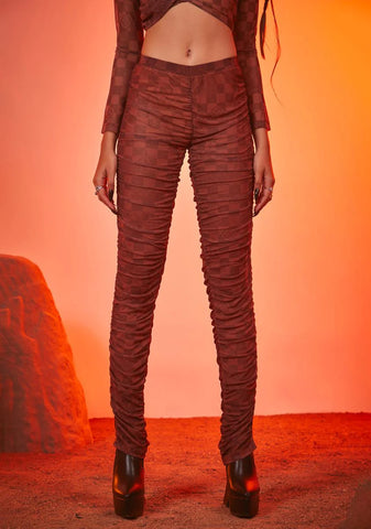 Luxury Vibes Checker Ruched Leggings