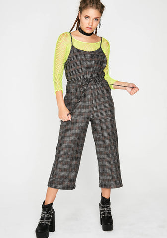 No Exams Plaid Jumpsuit