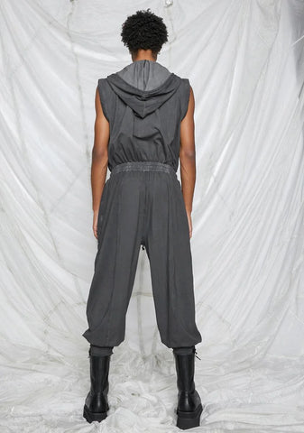 Synth Unisex Hooded Washed Cotton Jumpsuit