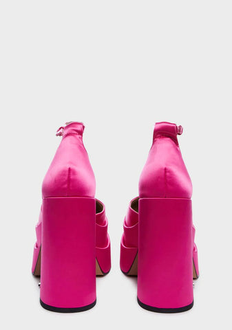 Charlie Satin Platform Heels - Pink