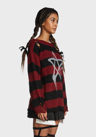 Pentagram Star Striped Sweater
