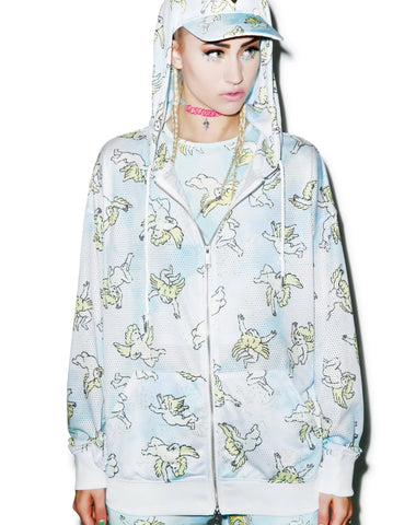 Risen Sky Mesh Hoodie - Light Blue