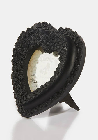 Black Rose Heart Photo Frame