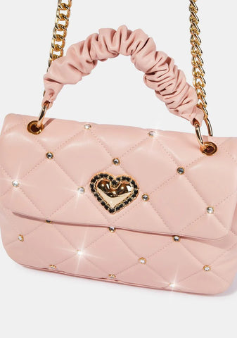 Blush Scrunch And Shine Top Handle Bag