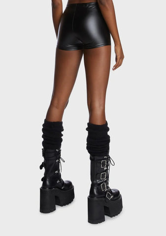 On The Edge Vegan Leather Shorts