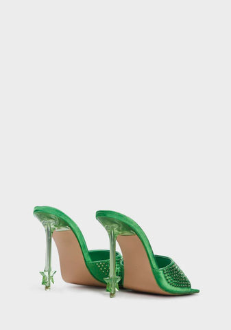 Green Nelly Peep Toe Heels