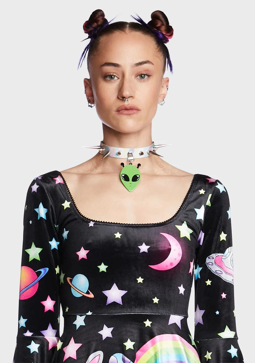 Come In Peace Alien Spiked Choker