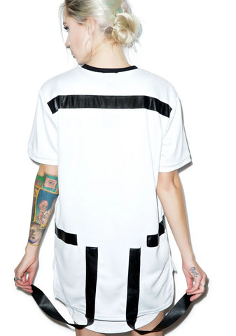 Max Leather Strips Tee - Black