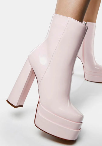 Pink Mateo Patent Platform Boots