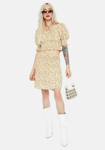 Sunny Private Beach Floral Smocked Skirt Set