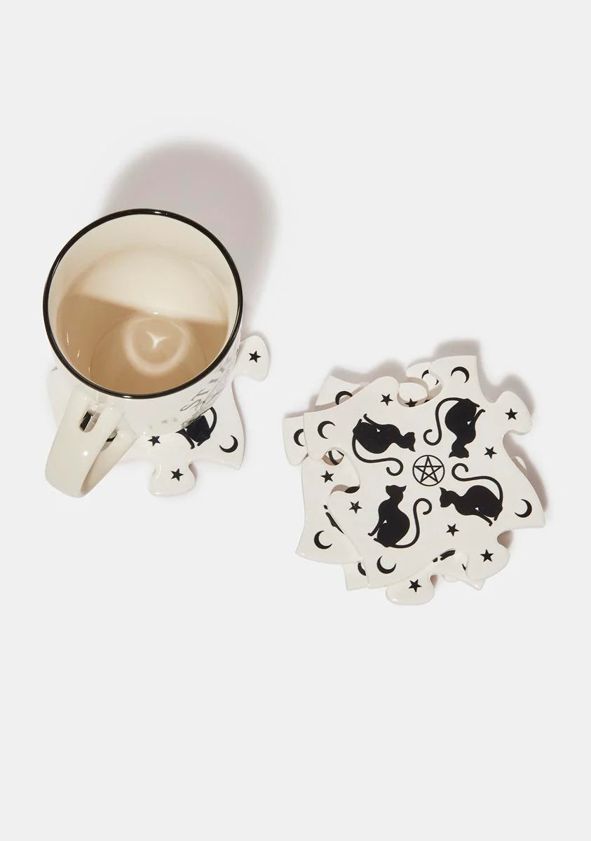 Black Cats Coaster Set