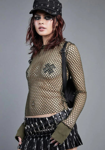 Downward Spiral Fishnet Top