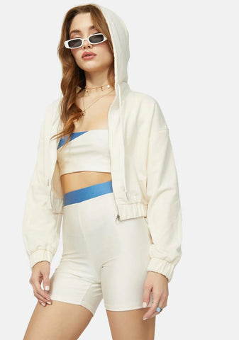 Taking Notes Zip Up Hoodie Crop Jacket