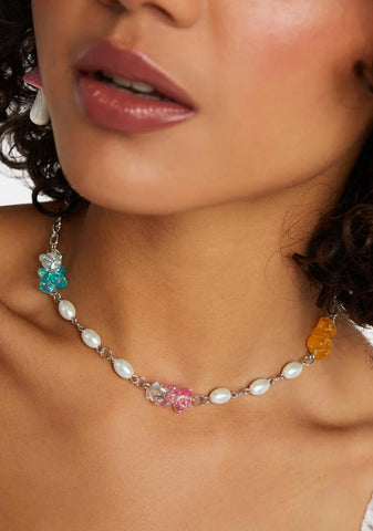 Sweet Surprise Pearl & Gummy Bear Necklace