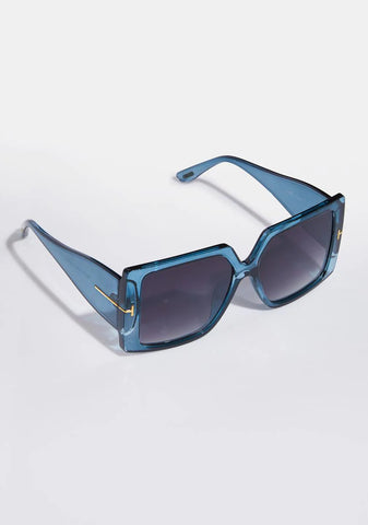 Aqua Glam Getter Oversized Square Sunglasses