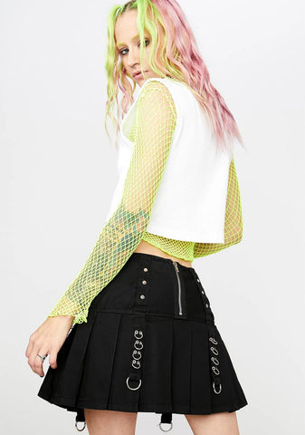 X Pleated Mini Skirt