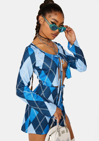 Stay Iconic Argyle Skirt Set