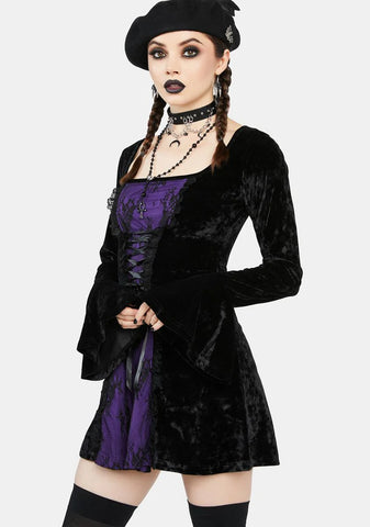 Mourning The Light Velvet Dress - Purple