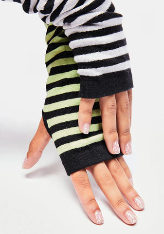 Mixed Stripe Fingerless Gloves