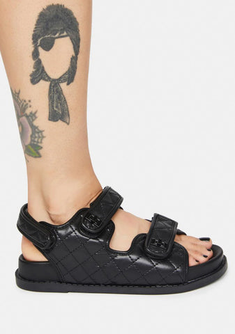 Noir Carmen Quilted Flat Sandals