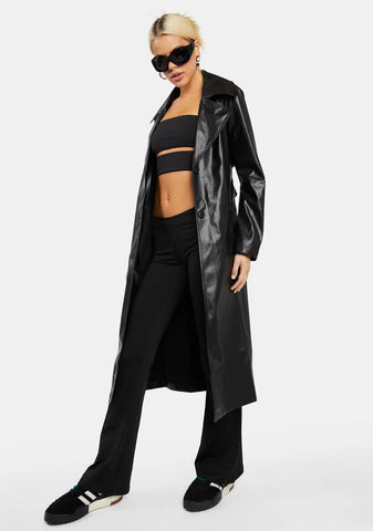 No Lockdown Vegan Leather Trench Coat