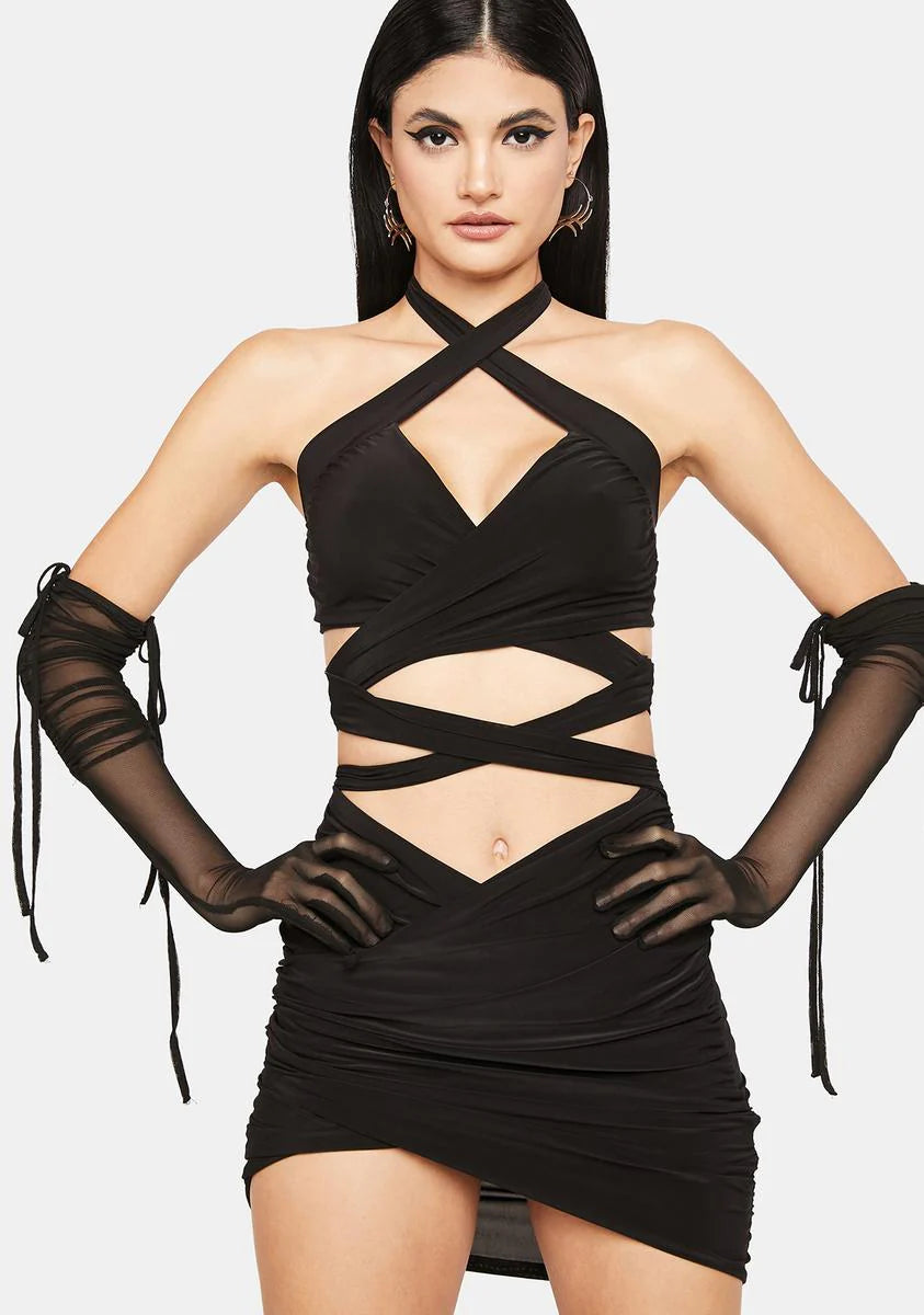 Can't Stop Me Wrap Halter Dress