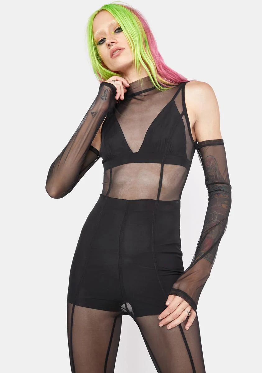 Noir Shake The Room Mesh Jumpsuit Set