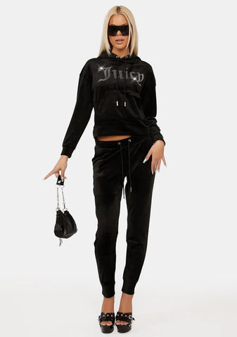 Liquorice Oversized Big Bling Velour Hoodie