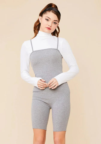 Heather Breakup With U Ribbed Cami Romper