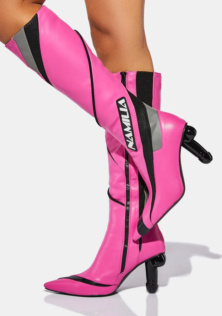 Pink Vegan Dick Heel Motocross Boots