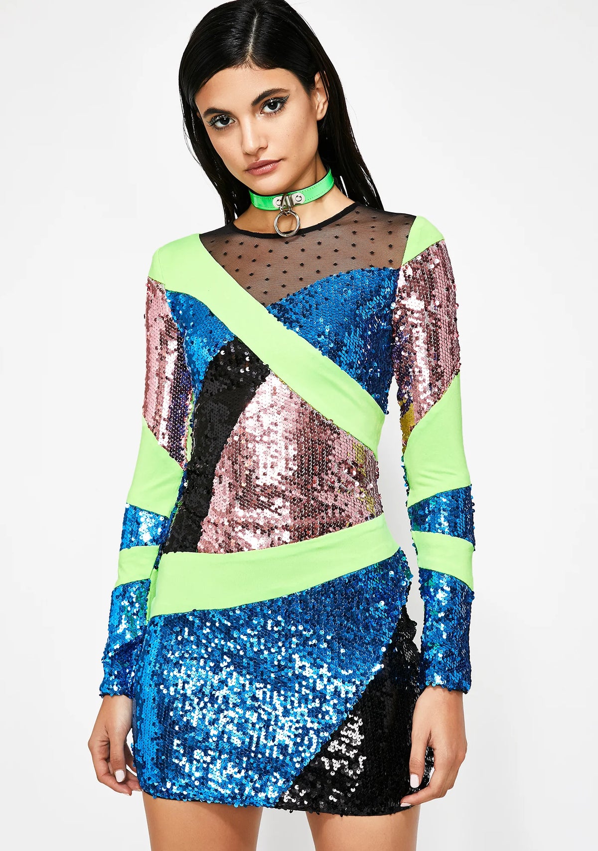 Crossed Lines Sequin Dress