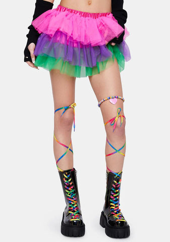 Laser Disco Rainbow Lace-Up Boots