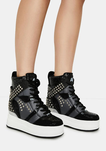 Quince Studded Wedge Sneakers