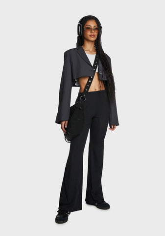 Sunday Plans Ribbed Pants - Black