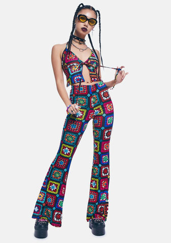 Retro Realness Crochet Print Tank Top