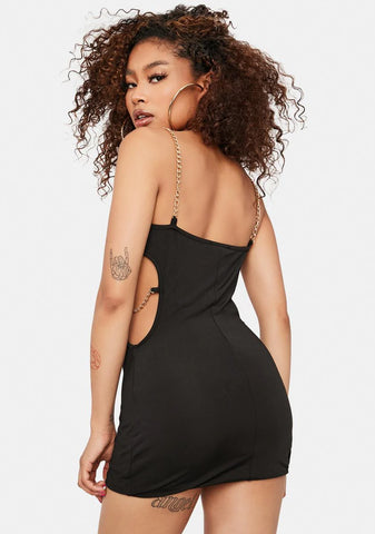Command Attention Chain Strap Mini Dress