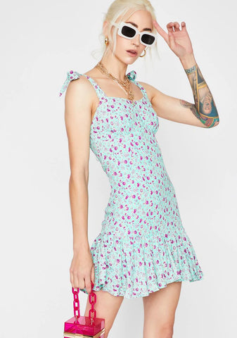 Aqua Summer Bloom Floral Dress