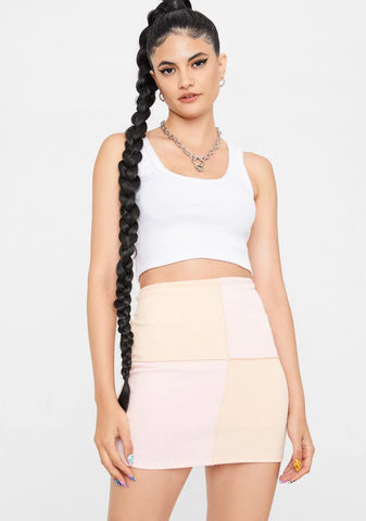 Peach Mad Moods Colorblock Mini Skirt
